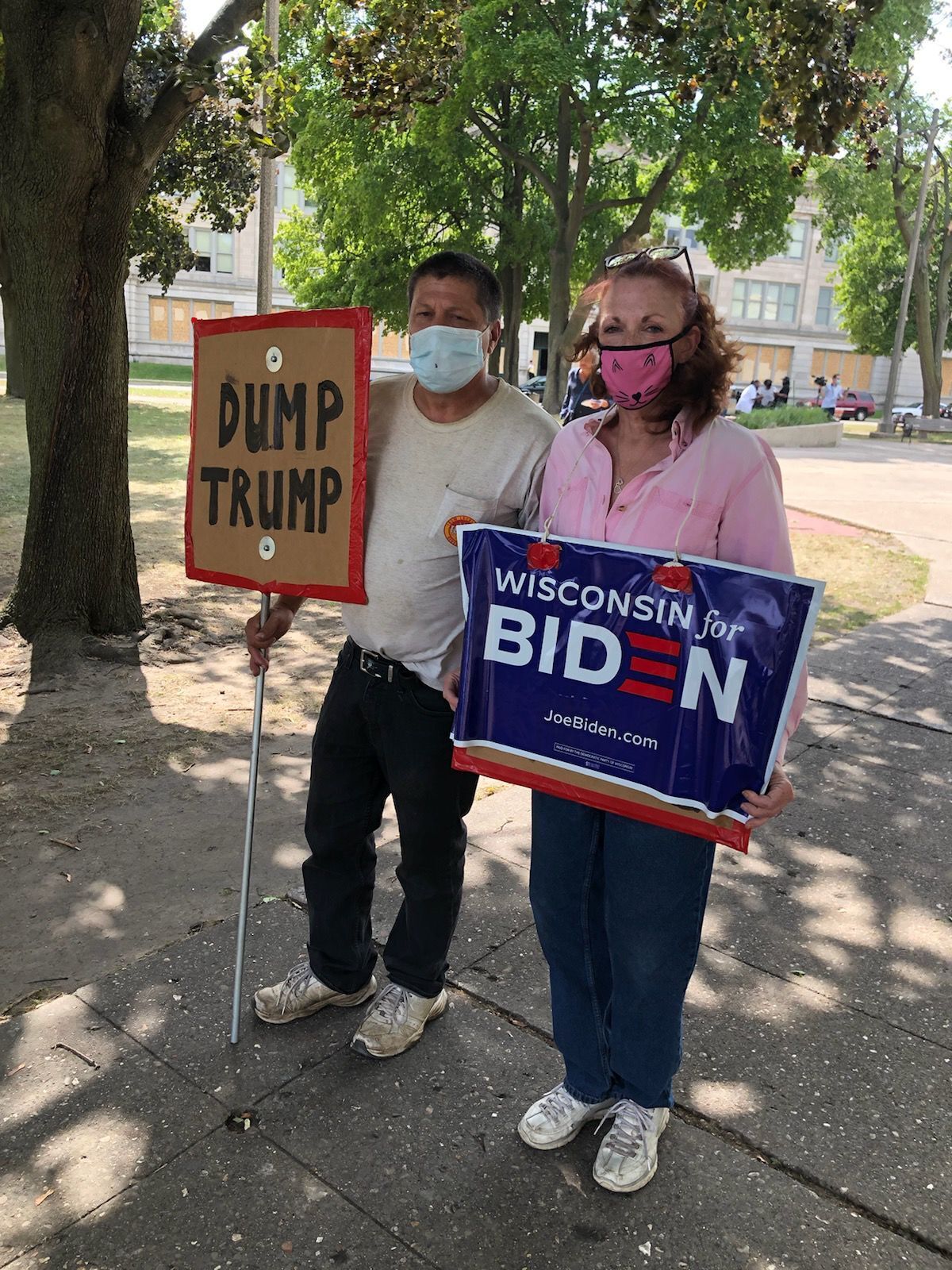Biden supporters gather in Kenosha's Civic Center